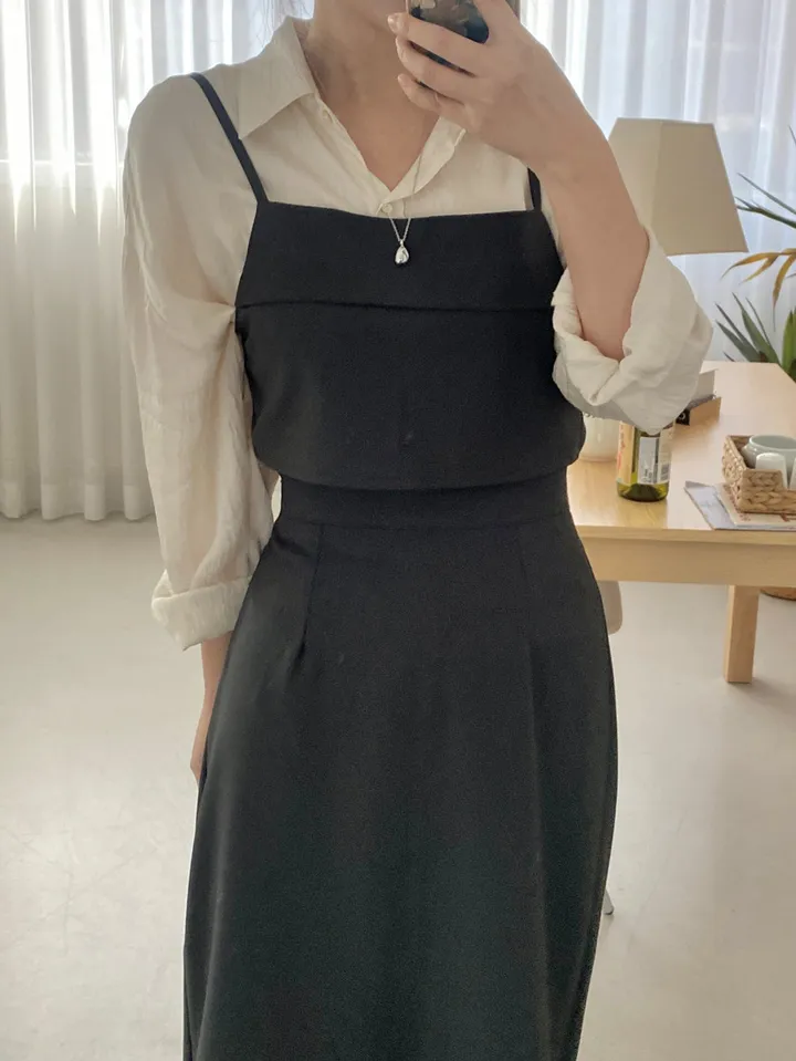 물방울 실버 롱 네크리스 심플 목걸이 상세 이미지 8