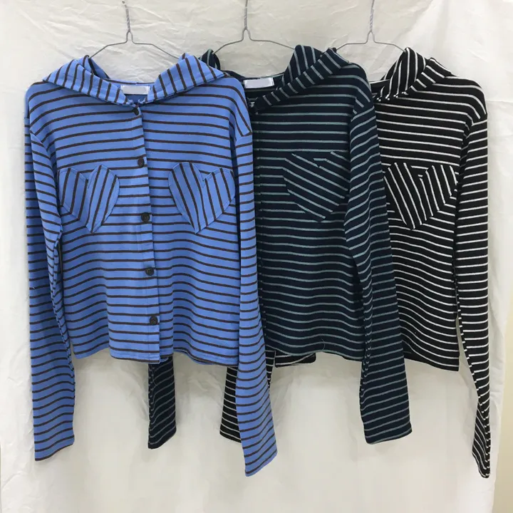 LOVELY🤍 - 하트 포켓 단가라 후디 가디건 (3color) 상세 이미지 6
