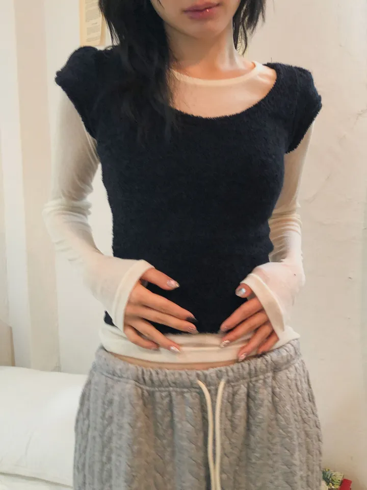 콘차 레이어드 시스루 티셔츠 상세 이미지 25