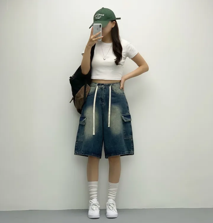 [인생버뮤다/~XL/5부기장] 버블 빈티지 워싱스트링 카고 버뮤다팬츠 5부 데님팬츠 청반바지 숏팬츠 여름팬츠 선데이이브닝 상세 이미지 23