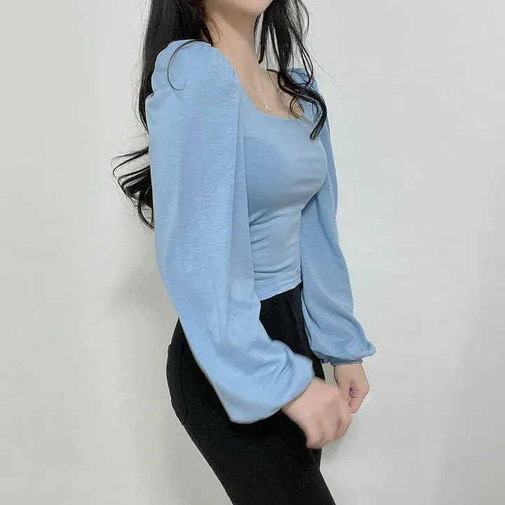 [속옷비침X!묶음할인]여리글램 퍼프 모어 스퀘어 반크롭 긴팔T 4col 상세 이미지 23