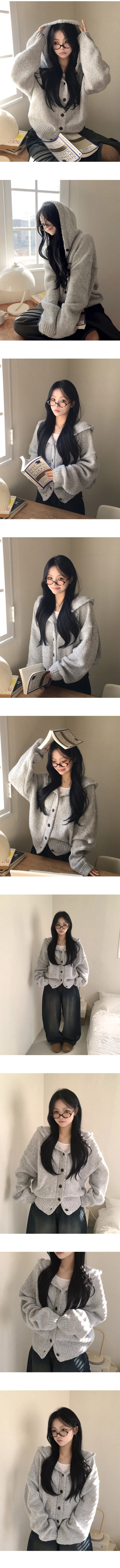[러블리무드/귀여운아방핏] 폭닥폭닥~ 도톰 아방 루즈핏 후드 니트가디건 (5color) 상세 이미지 10