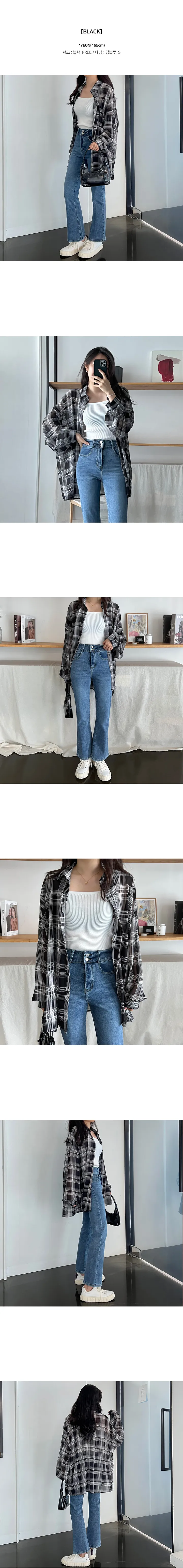 에이스 시스루 체크 오버핏 퍼프 셔츠 상세 이미지 9