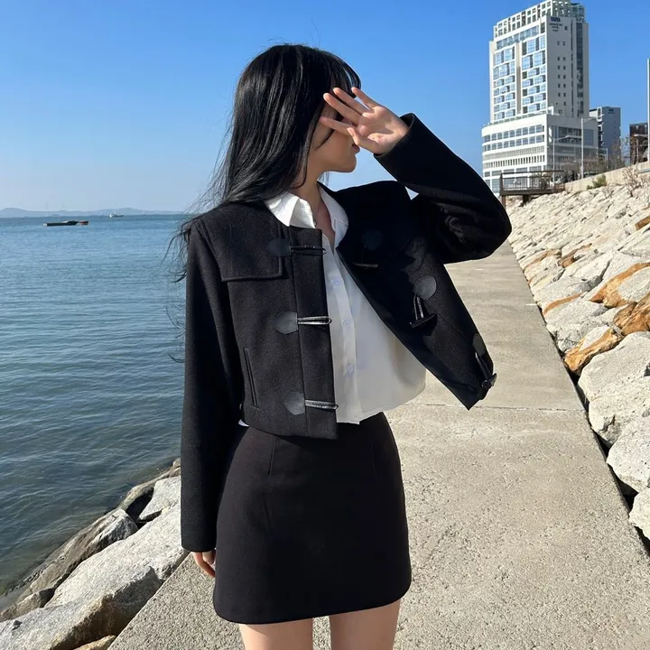 최저가🫶🏻[핏존예/유니크] 블랙 숏 크롭 누빔 안감 떡볶이 자켓 코트 상세 이미지 24