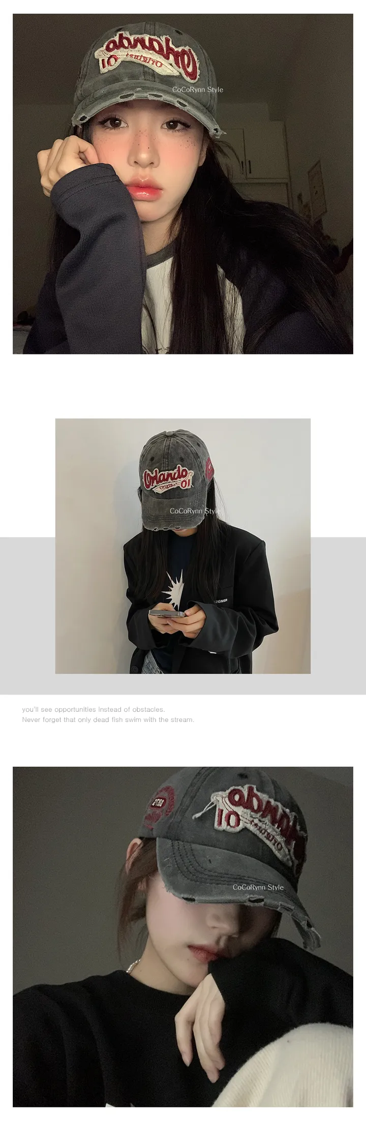 **당일출고** 올란도 빈티지 야구모자(5colors) 남녀공용 자수 모자 상세 이미지 4