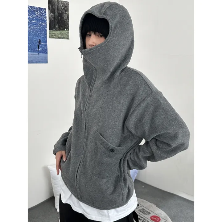 [UNISEX]히든 더 플리스 후리스 바라클라바 후드 포켓 스트링 포인트 집업(3color/3-5일 여유주문) 상세 이미지 4