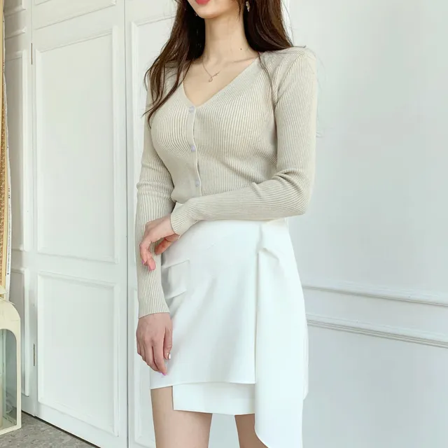 [묶음할인] 소프트 촉감 브이넥 글램핏 골지 가디건 ﻿아이보리 베이지 블랙 연두 소라 핑크 연보라 와인 카키 겨자 에메랄드 개강룩 새내기룩 봄 벚꽃룩 꽃놀이룩 개강여신 상세 이미지 55