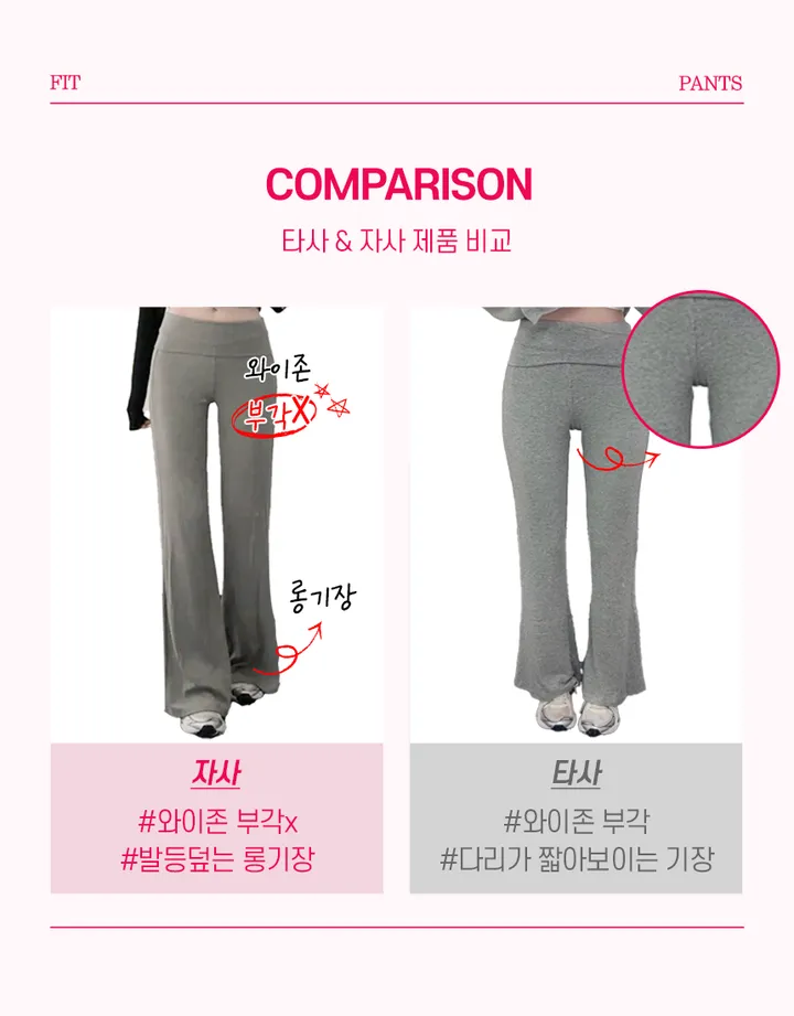데일리 로우라이즈 부츠컷 폴딩 트레이닝 팬츠 레깅스 상세 이미지 3