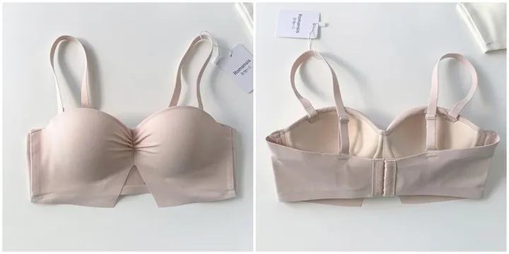 볼륨업 하프컵 반컵브라 심리스 뽕브라 노와이어 편한 오프숄더 튜브탑 A컵 AA컵 여름 끈없는 브라탑 팬티 속옷 세트 상세 이미지 12