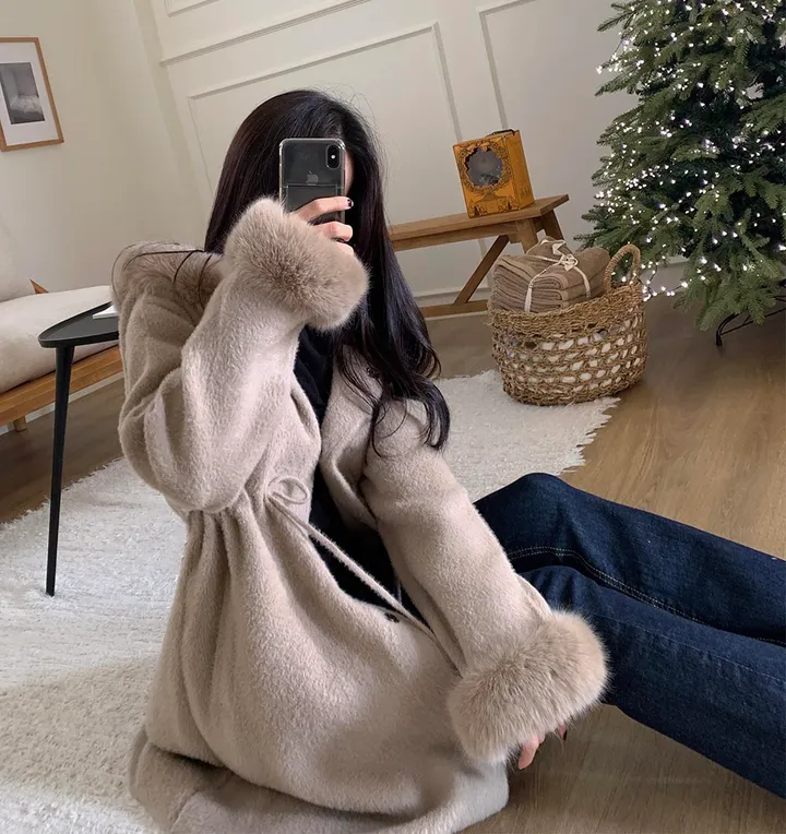 연말강추!💗 폭스퍼 밍크 후드 앙고라 스트링 페이크퍼 코트 상세 이미지 20