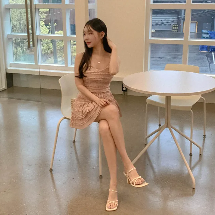 [나시스커트SET/고퀄ෆ러블리] 베링 레이스 프릴 뷔스티에 브이넥 캡 나시 + A라인 밴딩 캉캉 미니 스커트 투피스 세트 데이트룩 여행룩 바캉스룩 꾸안꾸 플리츠 발레코어 상세 이미지 23