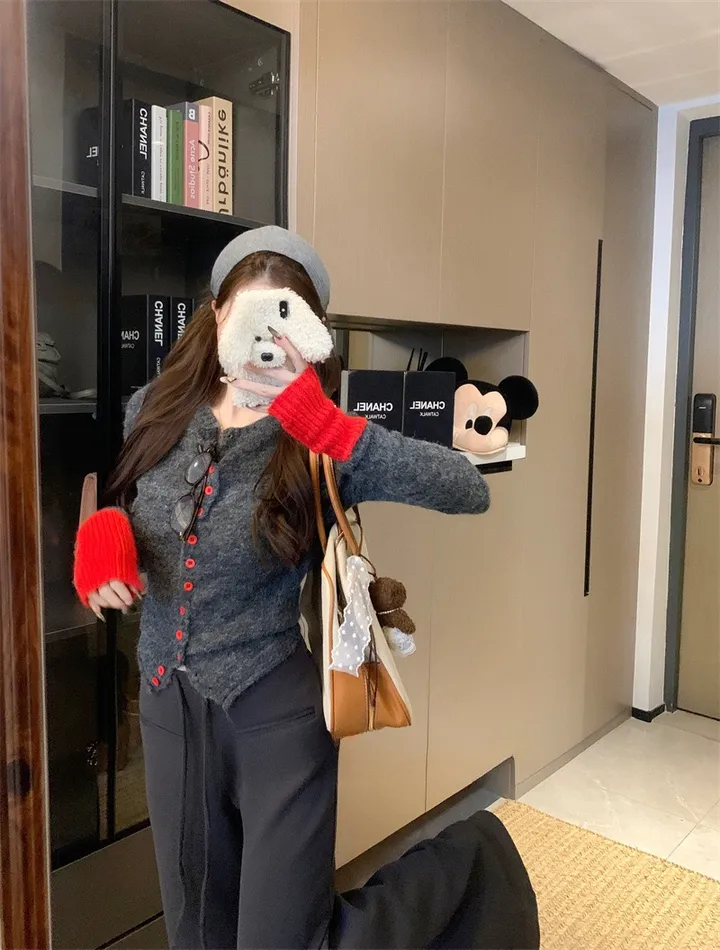 ❣️스타일업❣️ 투톤 가디건 배색 기본 이너 간절기 아우터 봄 가을 가디건 상세 이미지 15