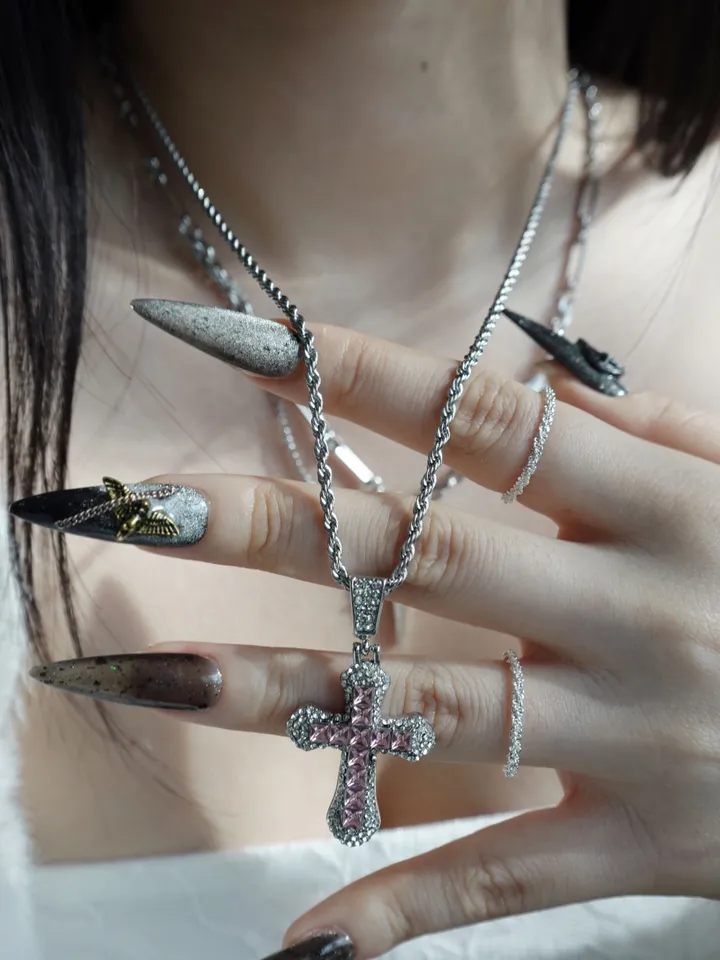[s.steel/3color] bold cubic cross necklace | 볼드 큐빅 십자가 목걸이 상세 이미지 33