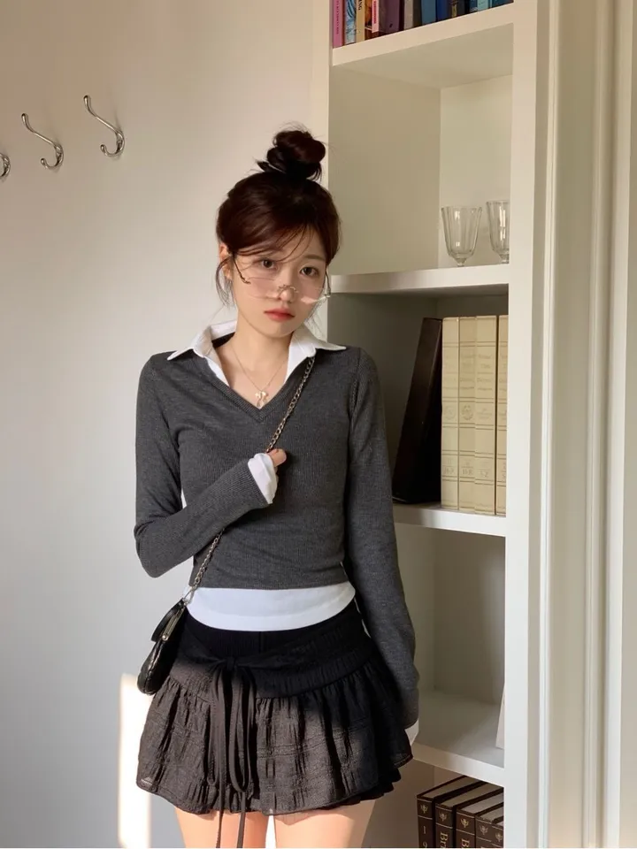 [캐시미어가디건ෆ잘록핏]르본 배색 아가일 패턴 잘록 시보리 카라넥 캐시미어 울니트 버튼 가디건 4color 상세 이미지 35