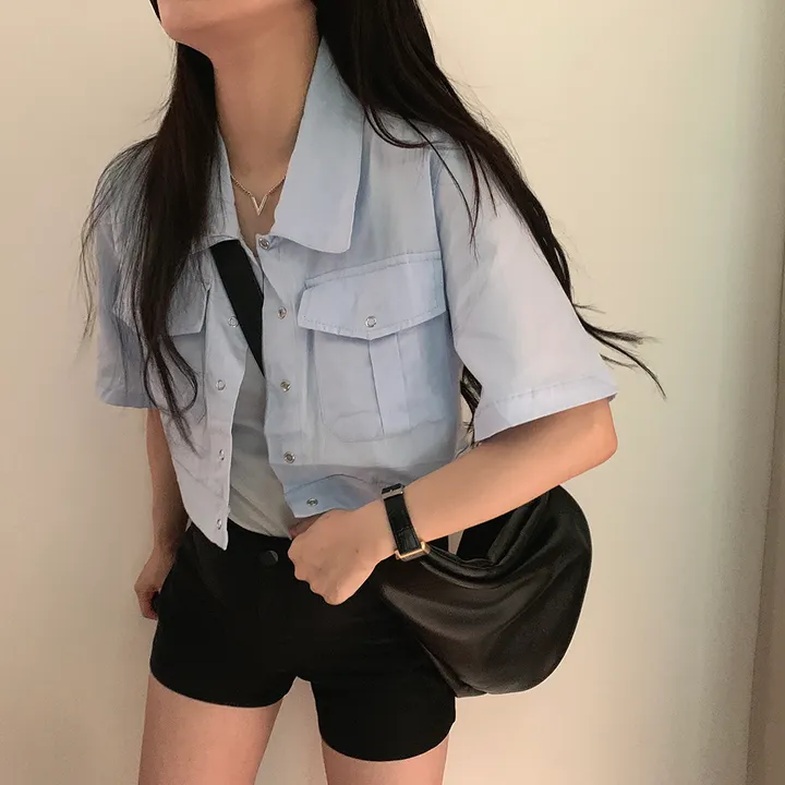 [여름*.*/핏보장🤍] 아몬드 야상 크롭 반팔 자켓 상세 이미지 4