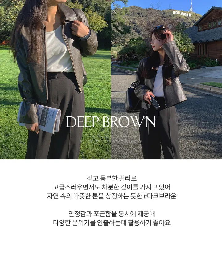 [자체제작/7만장돌파!/S-XL]#봄🌷 코이 세미크롭 레더 자켓 (오피스룩/출근룩/빅사이즈/봄자켓/봄아우터/가죽자켓/크롭자켓) 상세 이미지 7