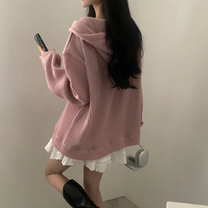 [색감맛집/국내제작🤍] 트밍 골지 투웨이 오버핏 후드집업,점퍼 - 4color 상세 이미지 26