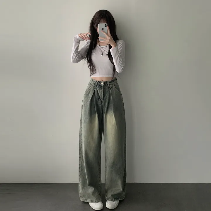 [인생핏/색감보장] 앞핀턱 빈티지 워싱 와이드 롱 데님 팬츠 청바지 상세 이미지 12