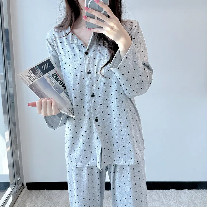 그레이 도트 땡땡이 가디건 긴팔 봄 여름 간절기 파자마 잠옷 세트 #B.Night 촬영용잠옷/공주잠옷/생일선물/유튜브 #8232 상세 이미지 5