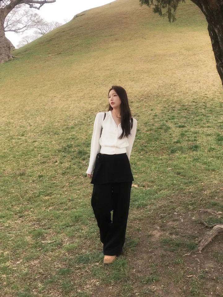[꾸안꾸룩/핏보장] 가비 랩 스커트 + 트레이닝 와이드 치마 바지 상세 이미지 27