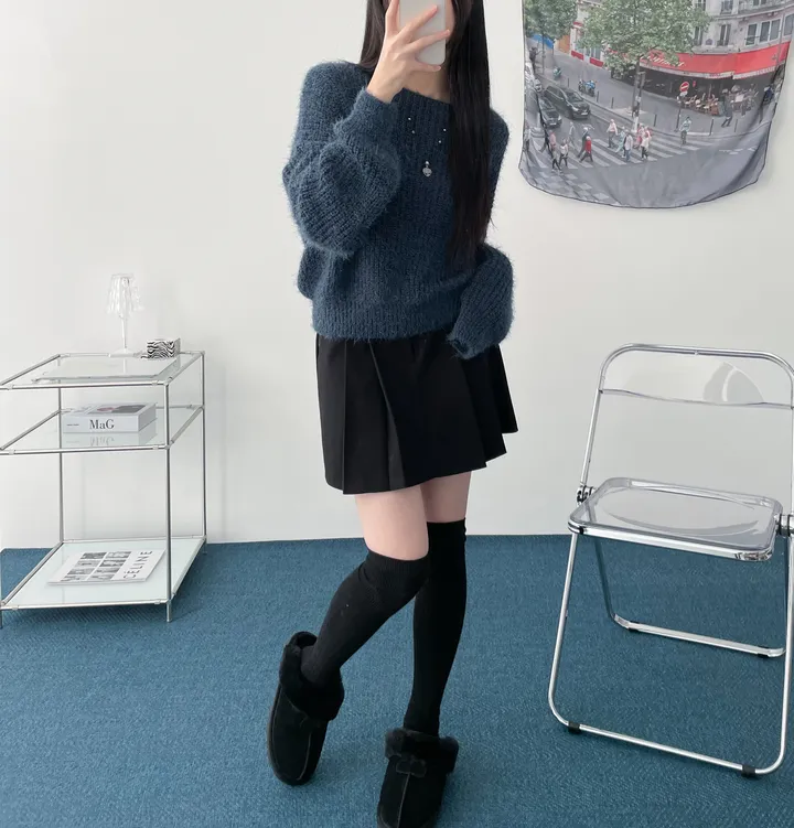 Pine leaf boat nect crop knit 상세 이미지 7