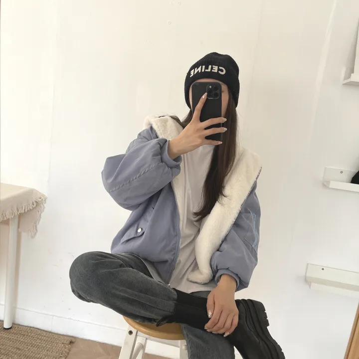 [특가세일/당일발송]양면착용 부들부들 부드러운 페이크퍼 보아털 후리스 밍크안감 아방핏 리버시블패딩 항공점퍼 후드점퍼 패딩점퍼 퍼자켓  3color 상세 이미지 8