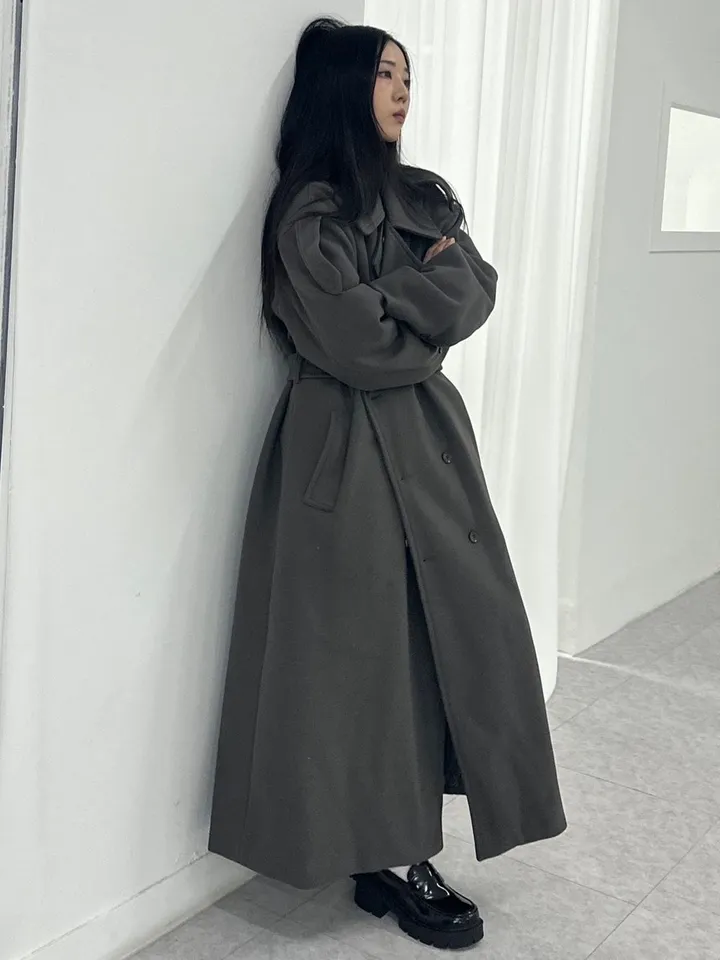 [Unisex] Mael maxi coat (3co) / 울 오버 루즈핏 누빔 안감 벨트 맥시 코트 상세 이미지 26
