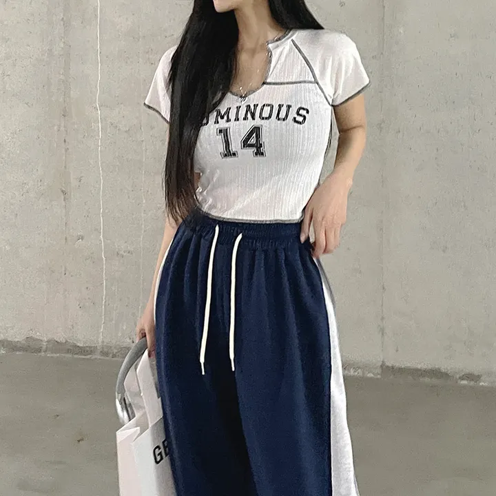 *7color*[롱다리핏/핏보장] 싸인 사이드 핀턱 배색 와이드팬츠 트레이닝 봄팬츠 백포켓 힙 트렌디 꾸안꾸 상세 이미지 28