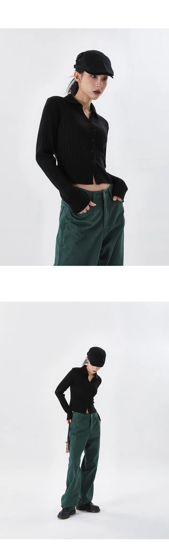 [6천개판매] 쥴런 헌팅캡 [모자 데일리 버튼 포인트 헤어악세사리 캐주얼] 상세 이미지 1