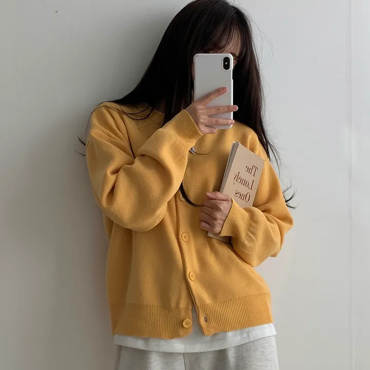[ 데일리/무려~12컬러 ] 가을 겨울 포포 도톰 라운드 가디건 상세 이미지 54