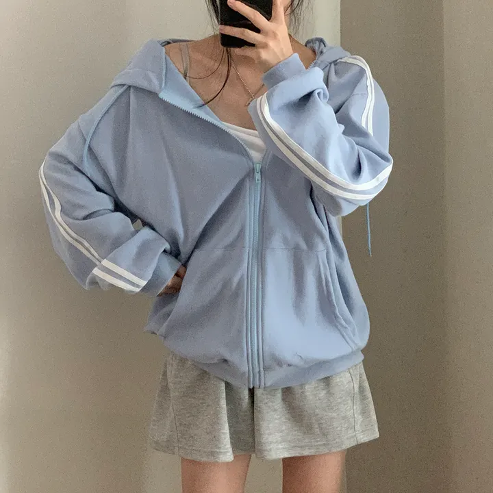 [루즈핏/꾸안꾸🖤] 키트 투라인 후드 집업 점퍼 상세 이미지 42
