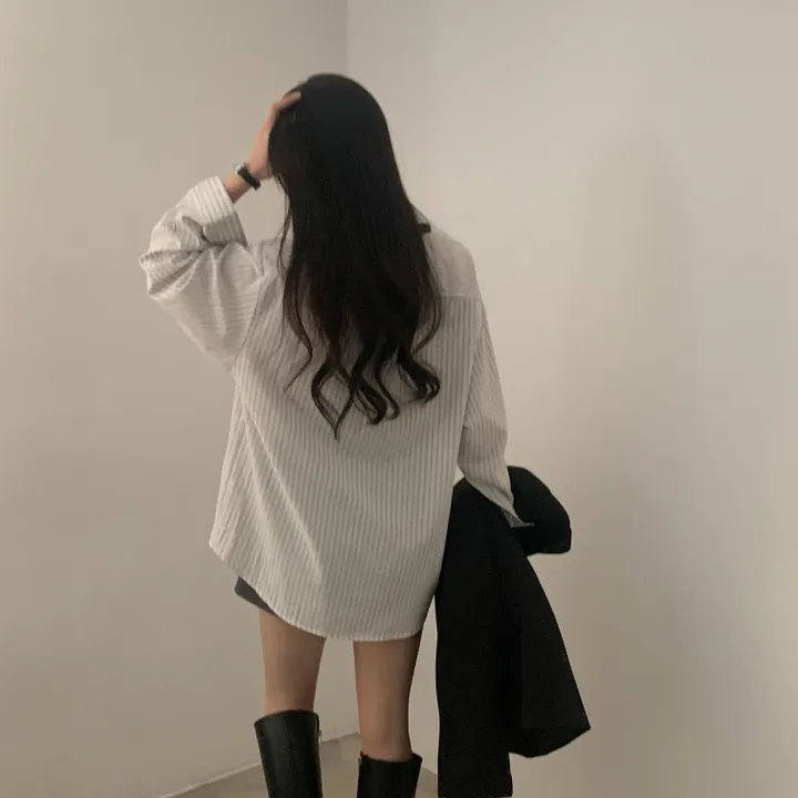[한여름까지~/오버핏✨] 허니 스트라이프 코튼 포켓 오버핏 셔츠,남방 - 3color 상세 이미지 19