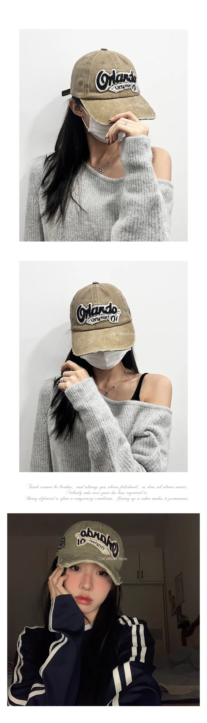 **당일출고** 올란도 빈티지 야구모자(5colors) 남녀공용 자수 모자 상세 이미지 7