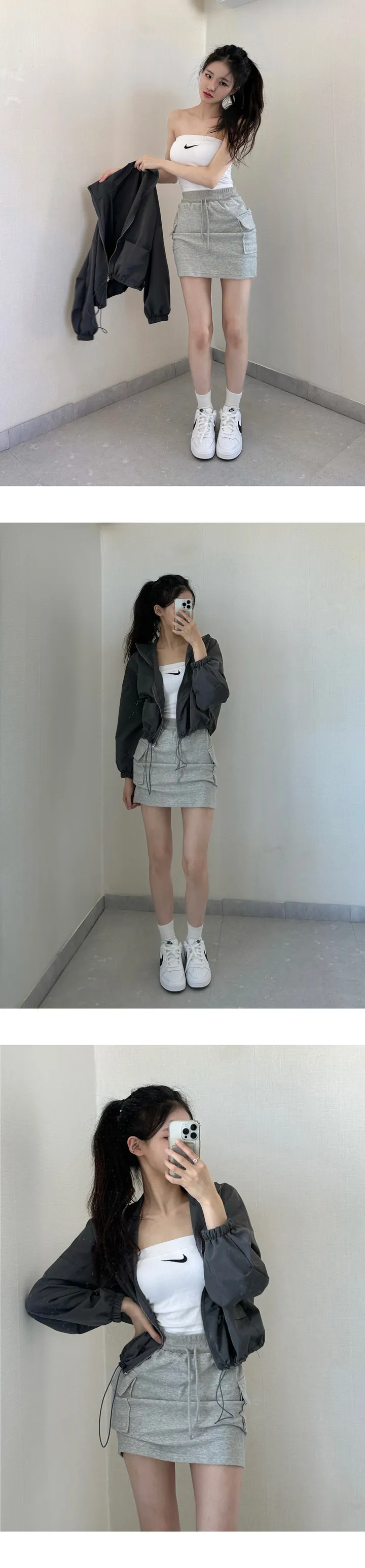 ㅣ당일출고ㅣ최저가ㅣy2k 힙카고 끈조절 크롭 바람막이  숏 점퍼 자켓 상세 이미지 13