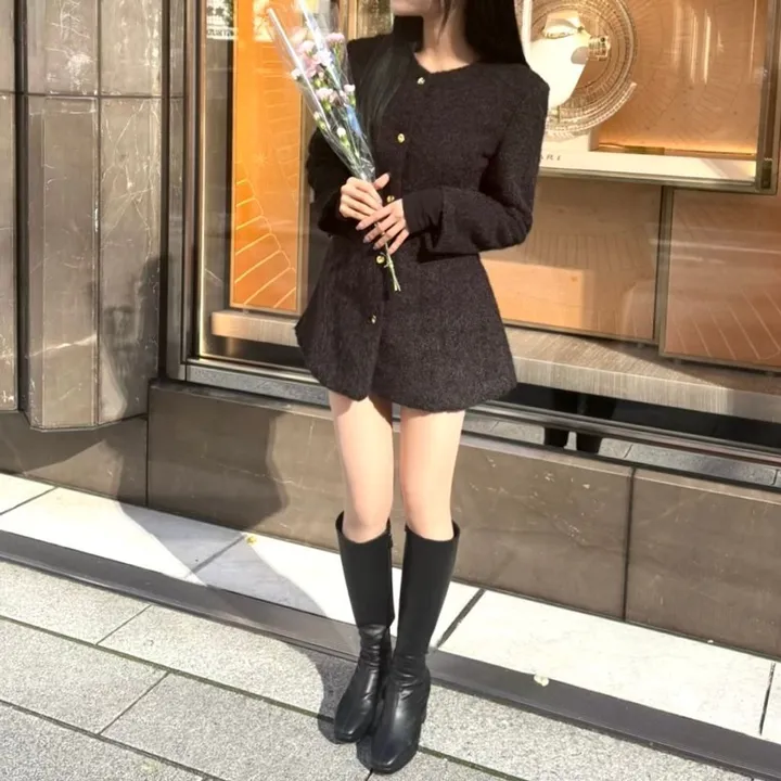 [코트겸원피스💗] 보들보들 연말룩 앙고라 하프 자켓 코트 원피스 상세 이미지 21