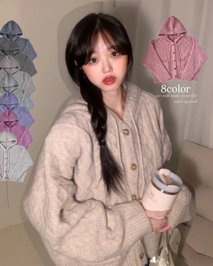 [고퀄/캐시울10] 도톰하고 아방한 핏, 아늑한 케이블 후드knit -8col 상세 이미지 2