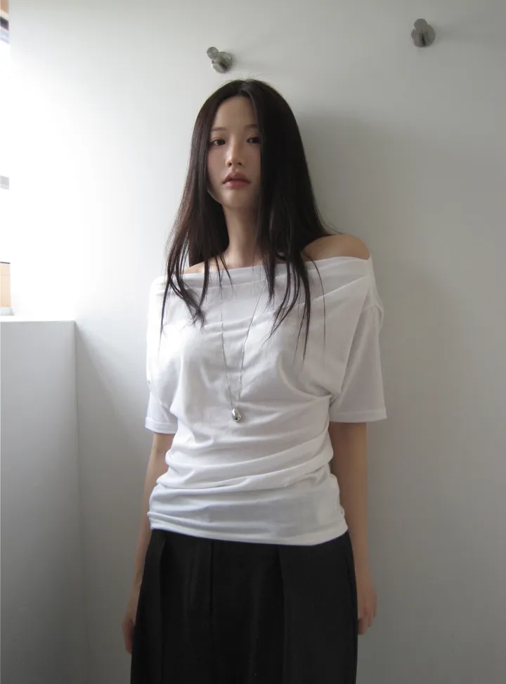 반팔 티셔츠 모델 착용 이미지-S1L19
