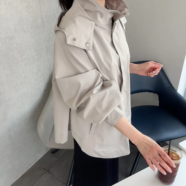 간절기 루즈핏 A라인 후드 바람막이 점퍼 상세 이미지 6