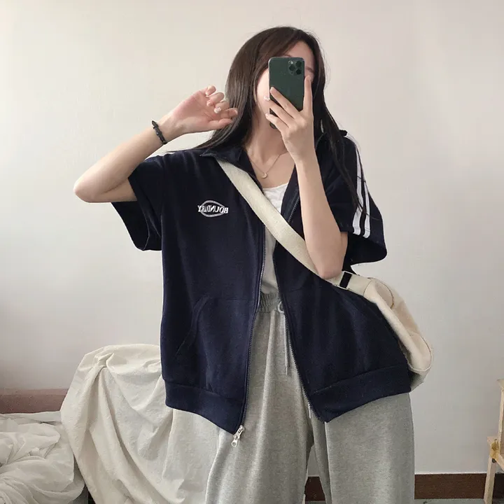봄여름*[편안한/넉넉핏!] 져지 스포티 바운더리 오버핏 아노락 반팔 투웨이 집업 3color 상세 이미지 10