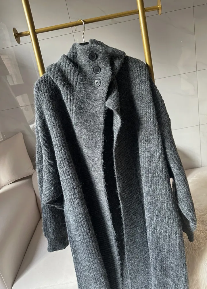[아이당일] *도톰따숩 터틀넥 울 숄 빅카라 꽈배기 뜨개 니트 맥시롱가디건 울롱코트 울가디건(5color) 상세 이미지 41