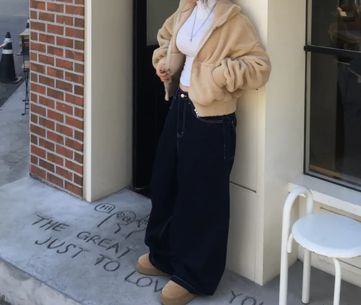 [핏,퀄보장👍/털빠짐X] 후리스 몽글 폭닥 밍크 투웨이 데일리 카라 하이넥 크롭 양털 집업 상세 이미지 14