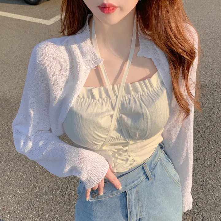 [극강여리🥺햇빛차단] 여리여리 여름 바캉스 부클 나시 크롭 니트 볼레로 가디건  커버업 5col 상세 이미지 10