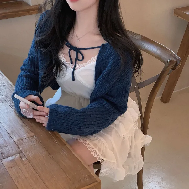 [흘러내림X]퓨어 울 모헤어 리본 볼레로 크롭 가디건 - 4color 상세 이미지 7