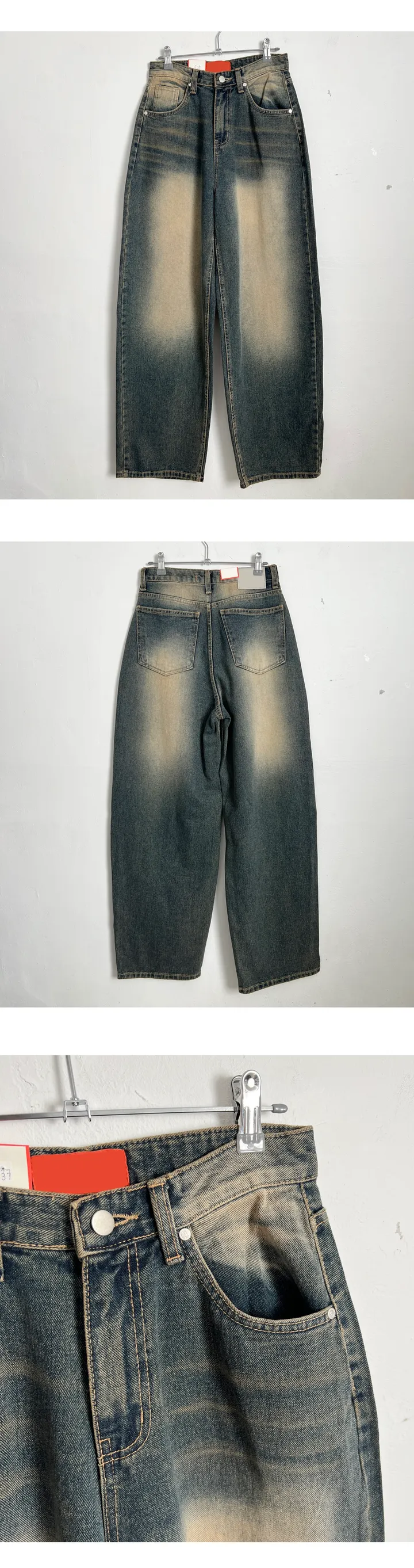 clay washing denim wide pants 상세 이미지 17