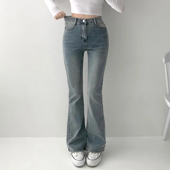[인생핏🖤/기장선택/~XL] 모먼트 빈티지 스톤 워싱 하이웨스트 부츠컷 스판 데님 팬츠 키작녀 키큰녀 빅사이즈 청바지 상세 이미지 34