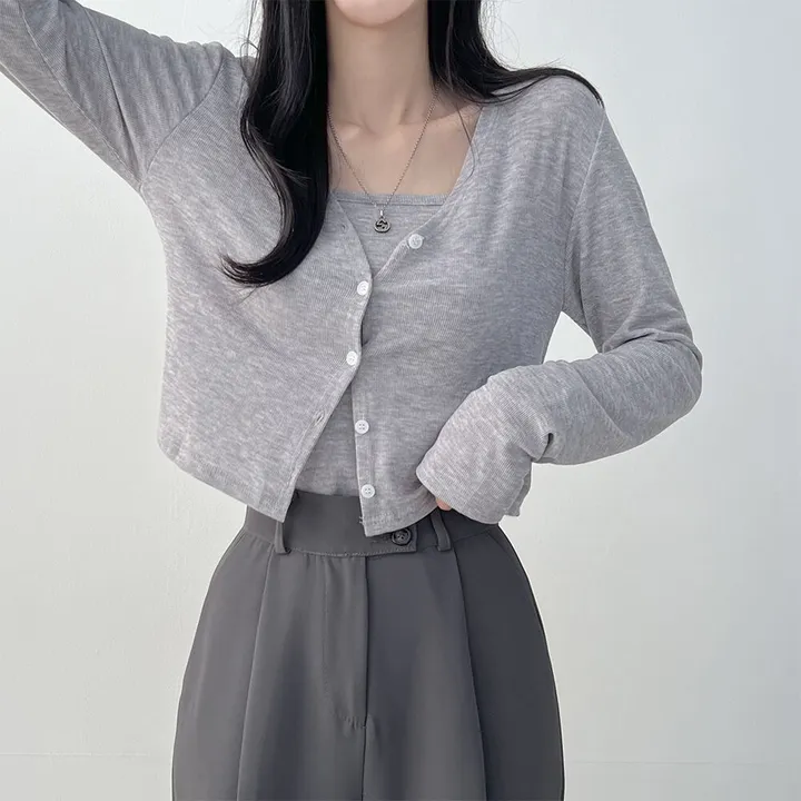 [set] 손등을 덮는 여리함 나시가디건 상세 이미지 9