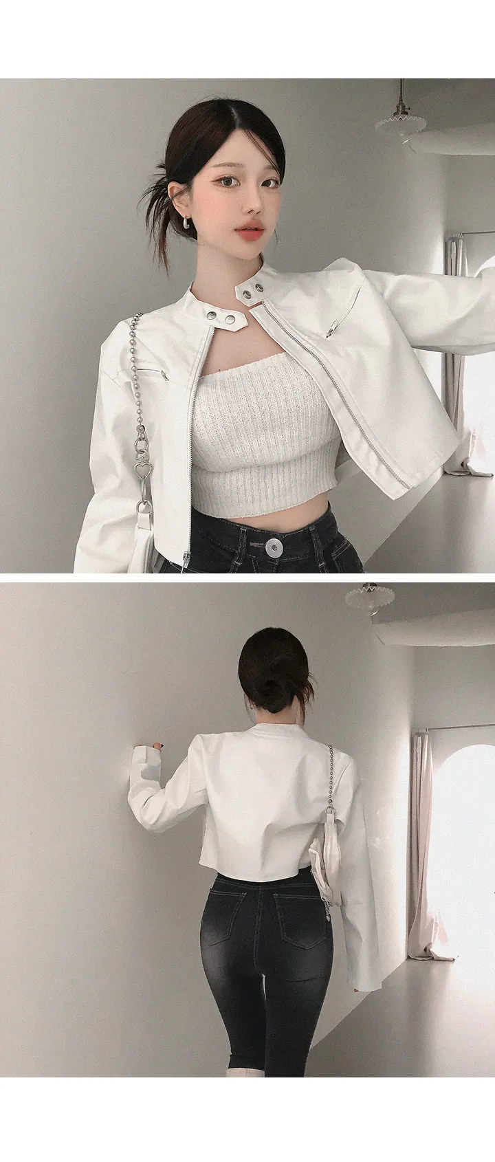 [최저가/가격실화?!] 디케 유니크 Y2K 노카라 크롭 레더자켓 라이더자켓 봄아우터 봄옷 봄신상 가을아우터 가을자켓 상세 이미지 10