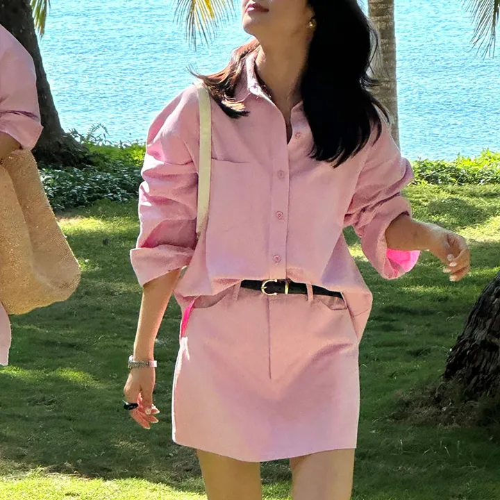 🎀봄신상 탄탄이 투피스 스커트세트 셔츠 남방 코디해결 상세 이미지 6