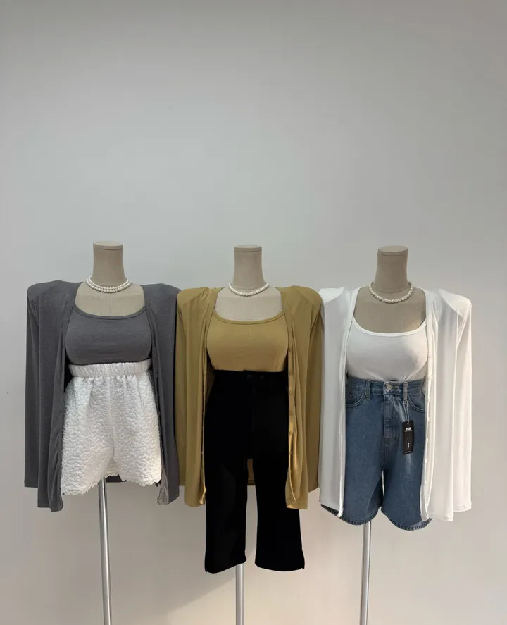 [여리핏/찰랑찰랑/스판좋음] 셀리 가디건 나시 set 상세 이미지 2
