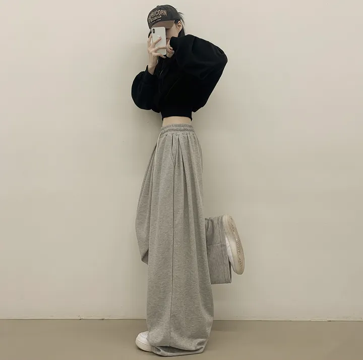 [남녀공용/왕벌룬] 하체커버! 빅사이즈 핀턱 밴딩 와이드 트레이닝 롱팬츠 상세 이미지 8